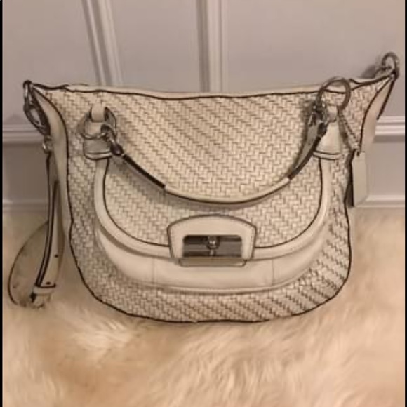 Coach Kristin Woven White Leather Hobo - Picture 2 of 2